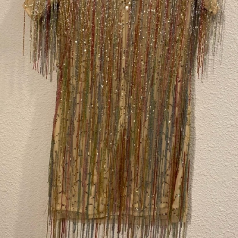 NWT Nasty Gal Multi-Color Beaded Fringe Mini Dress - Picture 6 of 9